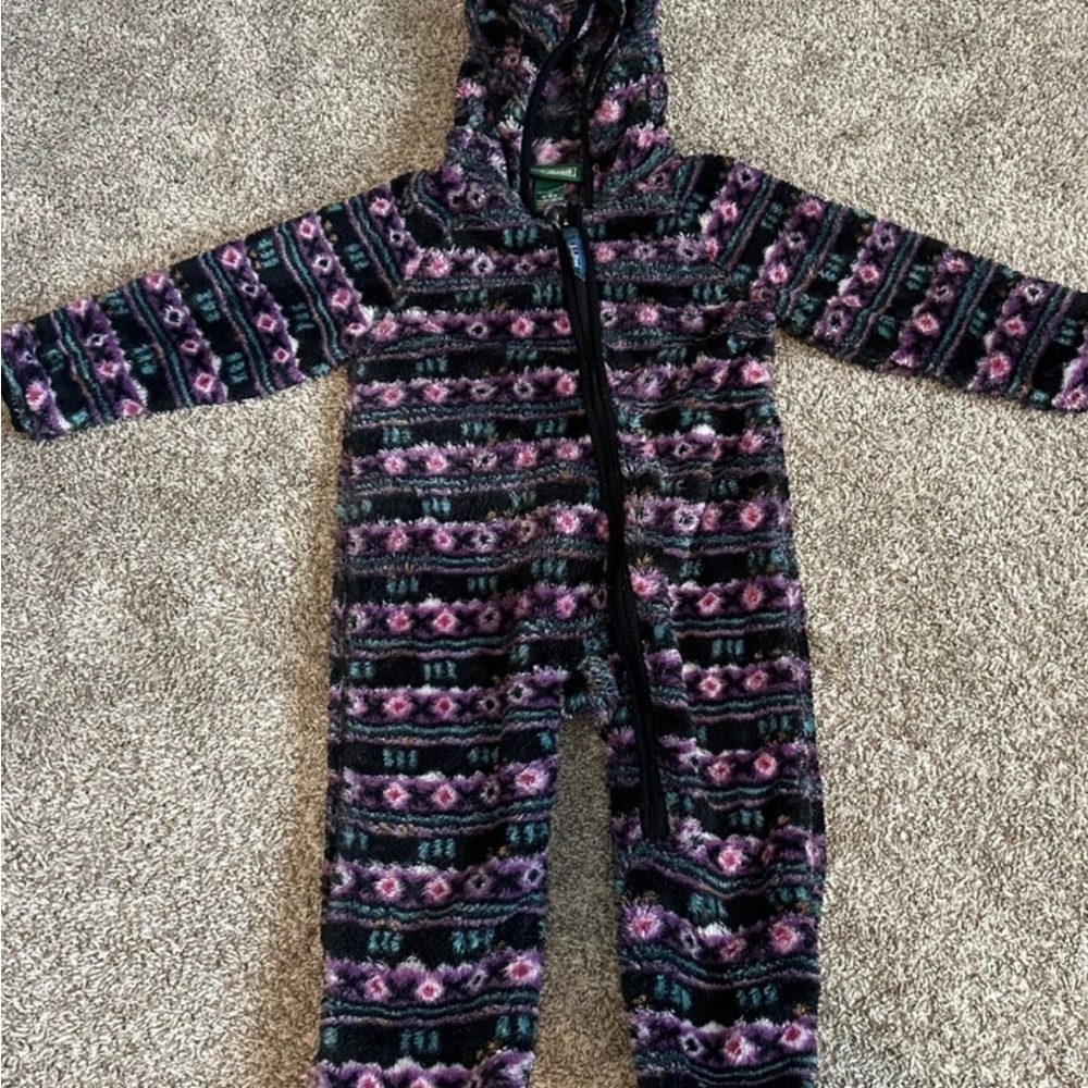 L.L. Bean Kids Patterned Footie - Pink and Black